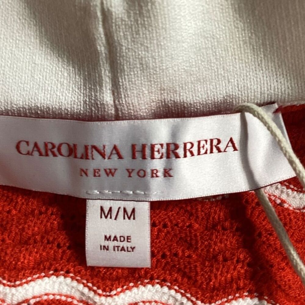 Carolina Herrera Striped Pointelle-Knit Shorts in Red Viscose - Picture 6 of 10